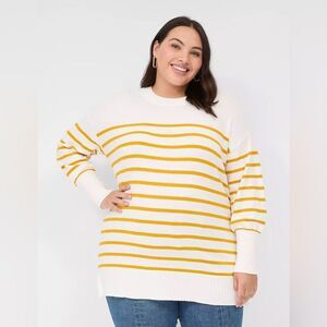 Lane Bryant Striped Yellow and White Women's Sweater
